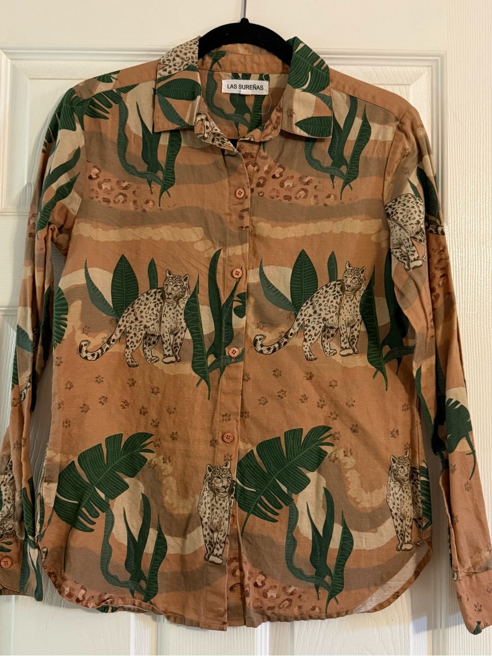 La Sureñas Leopard Print Button-Up Shirt